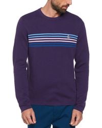 Original Penguin - Crew Neck Chest Stripe Jumper In Grape - Lyst
