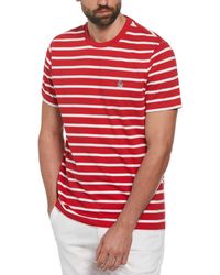 Original Penguin - Organic Cotton Breton Striped T-shirt In Salsa - Lyst