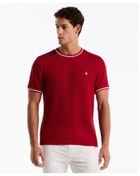 Original Penguin - Jacquard Honeycomb Texture T-shirt In Red - Lyst