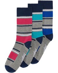 Original Penguin - 3 Pack Thick Stripe Design Ankle Socks In Black And Grey - Lyst