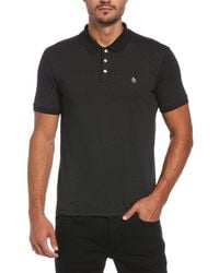 Original Penguin - Dobby Printed Short Sleeve Polo Shirt In True Black - Lyst
