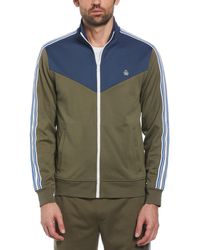 Original Penguin - Chevron Double Knit Track Jacket In Dusty Olive - Lyst