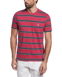 Original Penguin - Auto Stripe Earl Short Sleeve T-shirt In Sangria | Outlet - Lyst