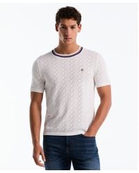 Original Penguin - Geometric Eyelet Sweater T-shirt In Bright White - Lyst