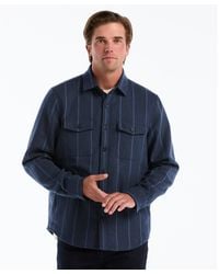 Original Penguin - Striped Shirt Jacket In Dark Sapphire - Lyst