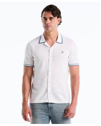 Original Penguin - Seed Stitch Stripe Button Front Sweater Polo In Bright White - Lyst