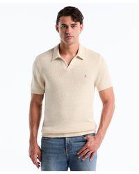 Original Penguin - Textured Johnny Collar Sweater Polo In Birch - Lyst