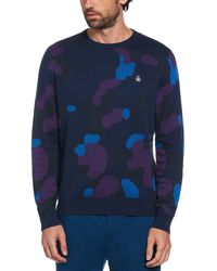 Original Penguin - Slim Fit Camo Print Jumper In Dress Blues - Lyst