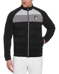 Original Penguin - Mixed Media Colour Blocked Insulated Full Zip Golf Jacket In Caviar - Lyst