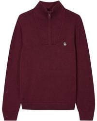 Original Penguin - Waffle Quarter Zip Sweater In Cabernet - Lyst