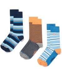 Original Penguin 3 Pack Multi Striped Socks In Multi Colour - Blue