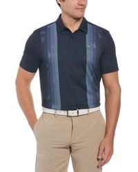 Original Penguin - Pete Vertical Color Block Print Short Sleeve Golf Polo Shirt In Black Iris - Lyst