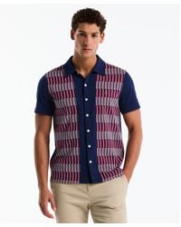 Original Penguin - Jacquard Button Front Polo Shirt In Blue Depths - Lyst