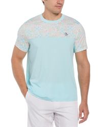 Original Penguin - Checkerboard Block Performance Short Sleeve Tennis T-shirt In Tanager Turquoise - Lyst