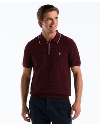 Original Penguin - Links Stitch Quarter Zip Sweater Polo In Port Royale - Lyst