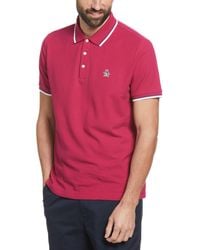 Original Penguin - Tipped Sticker Pete Polo Shirt In Sangria - Lyst
