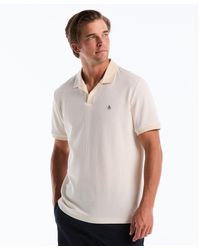 Original Penguin - Honeycomb Textured Johnny Collar Polo Shirt In Birch - Lyst