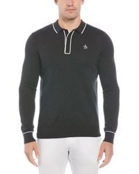 Original Penguin - The Earl Merino Wool Blend Golf Sweater In Dark Caviar Heather - Lyst