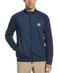 Original Penguin - Penguin Print Heritage Golf Track Jacket In Black Iris Bijou Heather - Lyst