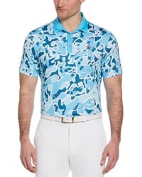Original Penguin - Bunker Print Short Sleeve Golf Polo Shirt In Blue Atoll - Lyst