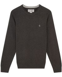 Original Penguin - Raglan Crew Neck Jumper In Dark Charcoal Heather - Lyst