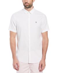 Original Penguin - Ecovero Oxford Stretch Short Sleeve Button-down Shirt In Bright White - Lyst