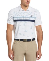 Original Penguin - Got Game Engineered Stripe Printed Golf Polo Shirt In Bright White - Lyst