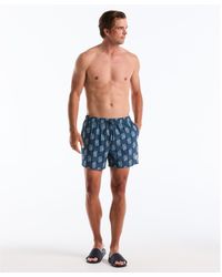 Original Penguin - Flower Block Print Swim Shorts In Sargasso Sea - Lyst