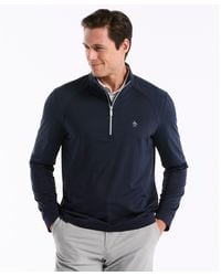 Original Penguin - Mixed Media Quarter Zip Golf Pullover In Black Iris - Lyst