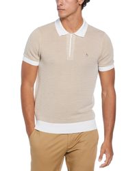 Original Penguin - All Over Jaquard 1/4 Zip Sweater Polo Shirt In Bright White - Lyst