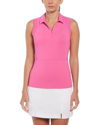 Original Penguin - Women's 1/4 Zip Mesh Block Sleeveless Golf Polo Shirt In Cheeky Pink - Lyst