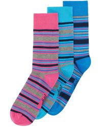 Original Penguin - 3 Pack Stripe Design Ankle Socks In Pink And Blue Aqua - Lyst