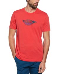 Original Penguin - Embroidered Penguin Graphic T-shirt In Racing Red - Lyst