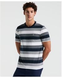Original Penguin - Pique Jacquard Stripe T-shirt In Dark Sapphire - Lyst
