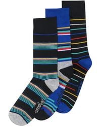 Original Penguin - 3 Pack Striped Socks In Black/blue - Lyst