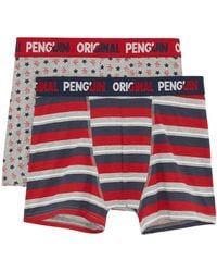 Original Penguin - 2 Pack Penguin Pete All Over Print Underwear In Grey And Red In Grey - Lyst