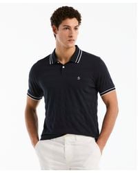 Original Penguin - Textured Stripe Tipped Polo Shirt In Dark Sapphire - Lyst