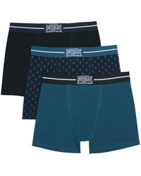 Original Penguin - 3 Pack Plain And Print Underwear In Blue/black - Lyst