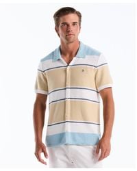Original Penguin - Colourblock Stripe Button Front Sweater Polo In Cool Blue - Lyst