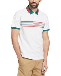 Original Penguin - Chest Stripe Short Sleeve Polo Shirt In Bright White - Lyst
