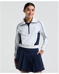 Original Penguin - Women's Cropped 1/4 Zip Colour Block Tennis Jacket In Bright White - Lyst