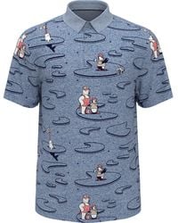 Original Penguin - Oxford Polar Pete Print Short Sleeve Golf Polo Shirt In Mediterranian Blue - Lyst