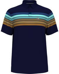Original Penguin Engineered 70's Stripe Golf Polo Shirt In Black Iris - Blue