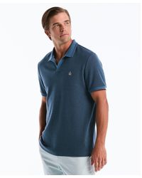 Original Penguin - Honeycomb Textured Johnny Collar Polo Shirt In Copen Blue - Lyst