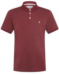 Original Penguin - Dobby Printed Short Sleeve Polo Shirt In Tawny Port - Lyst