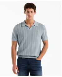 Original Penguin - Jacquard Johnny Collar Sweater Polo In Dusty Blue - Lyst