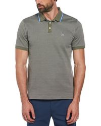 Original Penguin - Jacquard Polo Shirt With Tipping In Dusty Olive - Lyst