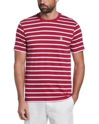Original Penguin - Sticker Pete Breton Stripe T-shirt In Sangria - Lyst