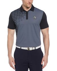 Original Penguin - Asymmetrical Pete Gingham Colour Block Golf Polo Shirt In Caviar - Lyst