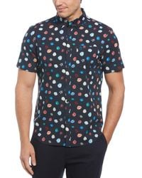 Original Penguin - Ecovero Blend Floral Pete Print Short Sleeve Button-down Shirt In Dark Sapphire - Lyst